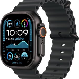 Apple Watch Ultra 2 GPS + Cellular 49 mm Siyah Titanyum Kasa ve Siyah Ocean Kordon (MX4P3TU/A)